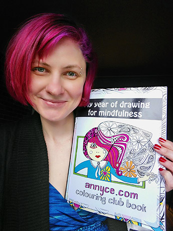 Annyce with her Colouring Club Book